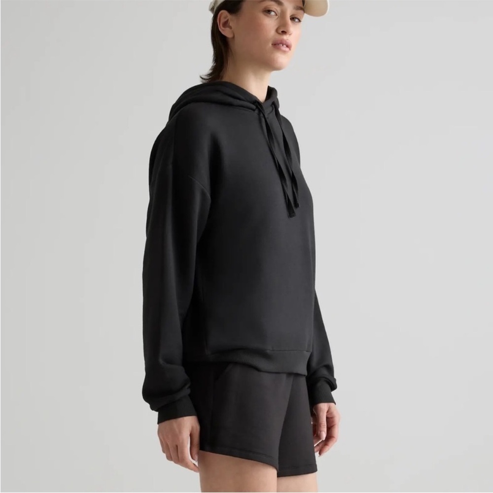 New QUINCE SuperSoft Fleece Pullover Hoodie Black - Picture 5 of 13